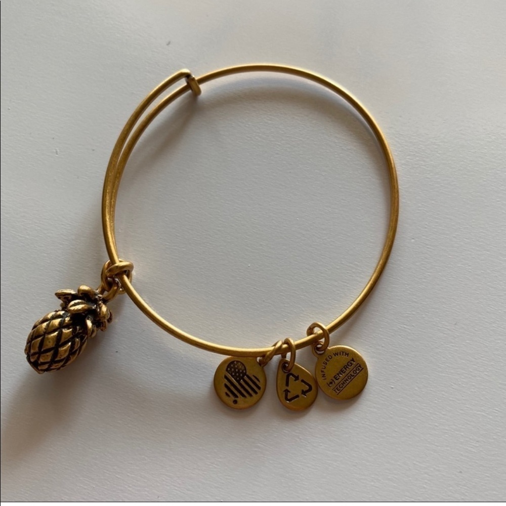 Alex & Ani Pineapple Bangle Bracelet in Gold Tone